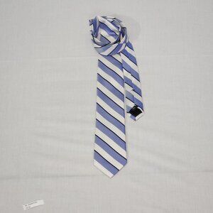 Calvin Klein 100% Silk Tie - Blue & White Diagonal Stripes - Modern Professional